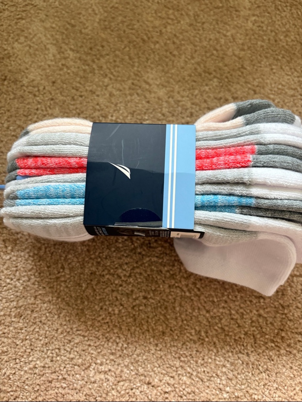 Nautica Women's Low Cut Athletic Socks - White, Gray & Peach Accents - Picture 5 of 6